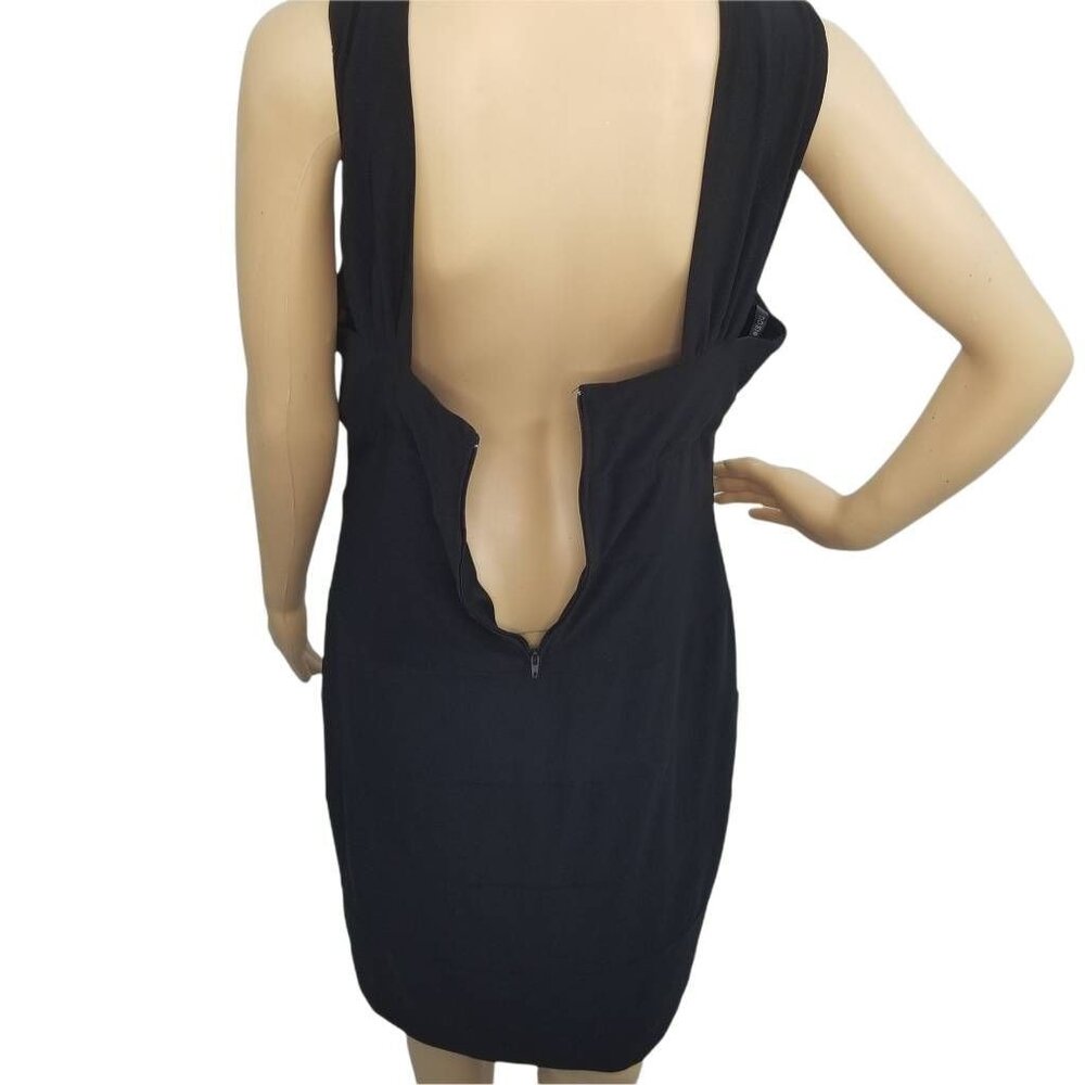 Bisou Bisou Dress Womens 14 Black Sheath‎ Stretch V Neck Sleeveless Zip - Picture 7 of 12